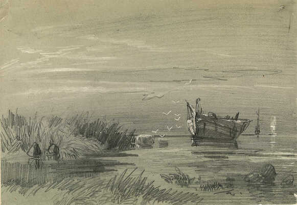 Гине Александр Васильевич. Пейзаж с лодкой 